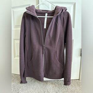 Lulu Lemon plum colored hoodie with zip and pockets